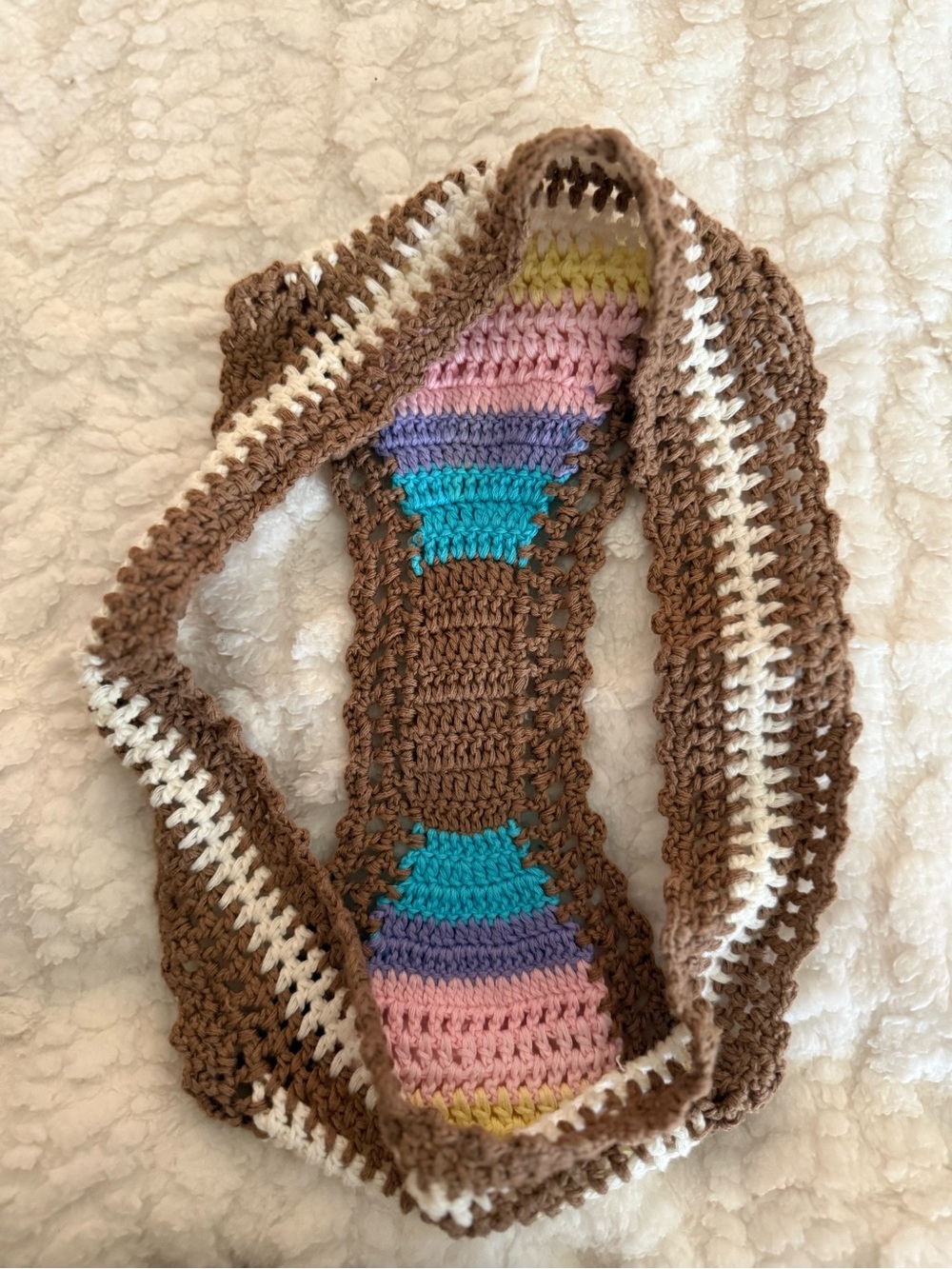 Brown Crochet Rainbow-Trim Bikini Set - Picture 7 of 7